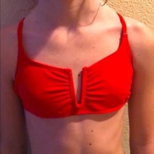 Red V cup bikini top